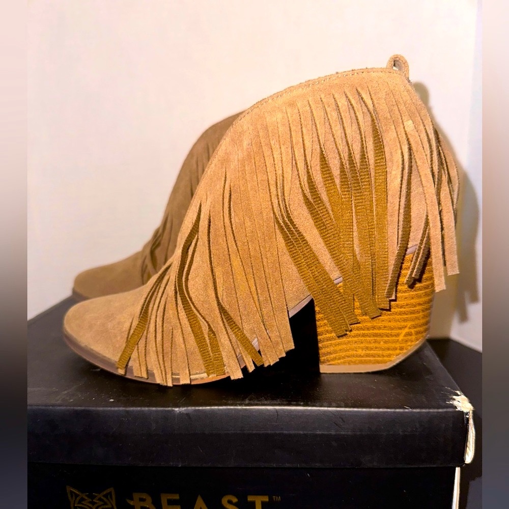 Taupe Fringe Booties